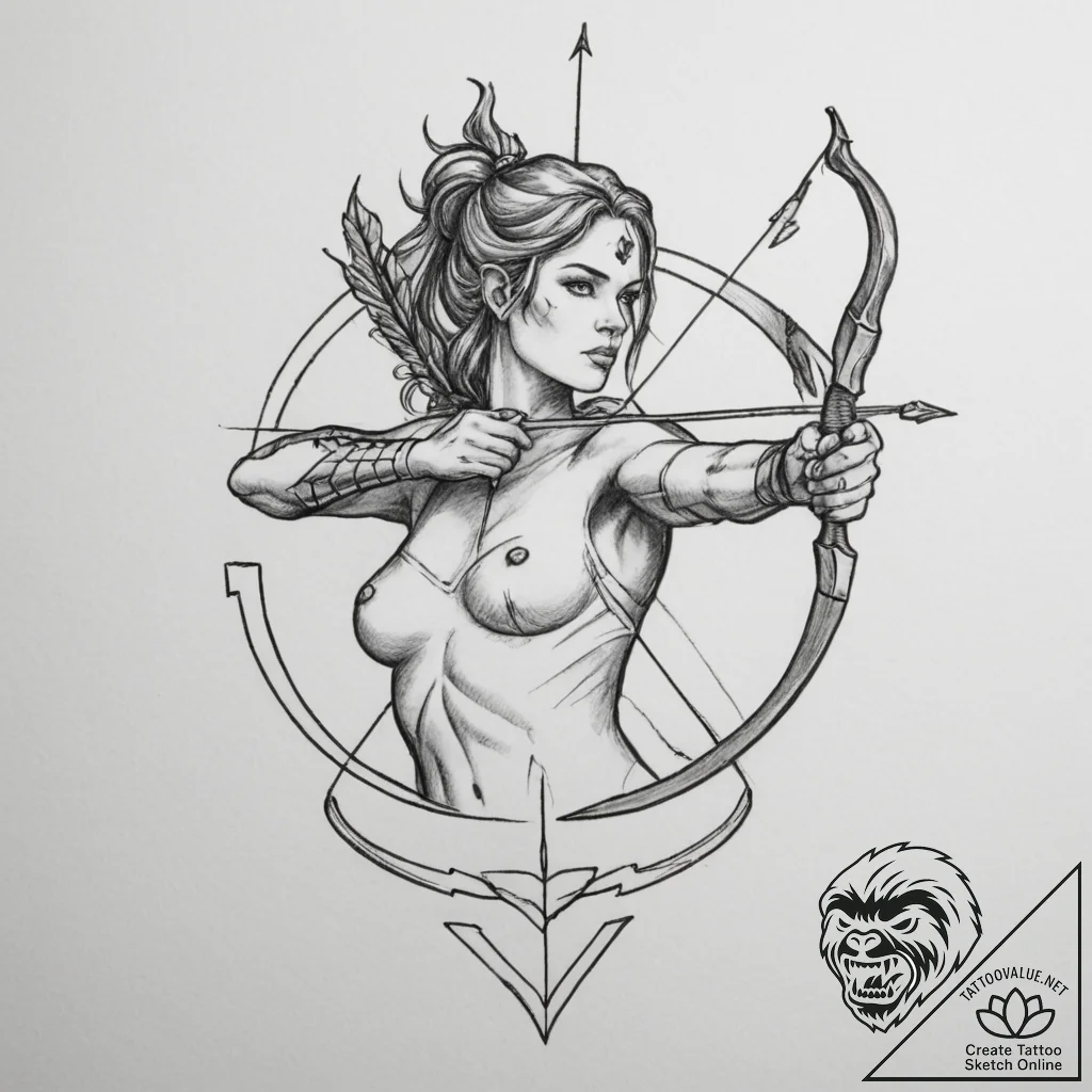 Tattoo sketch a sagittarius archer, with jupi... - tattoo sketch (№1754691367_0, 08.08.2025 22:16) — tattoovalue.net