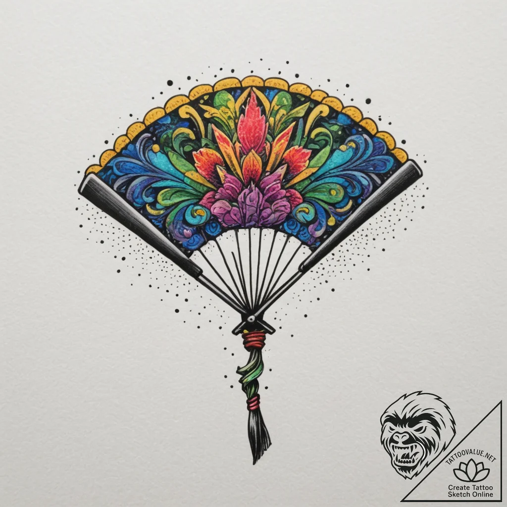 Tattoo design a small, ornate fan., tattoo fl... - tattoo sketch (№1754691566_0, 08.08.2025 22:19) — tattoovalue.net