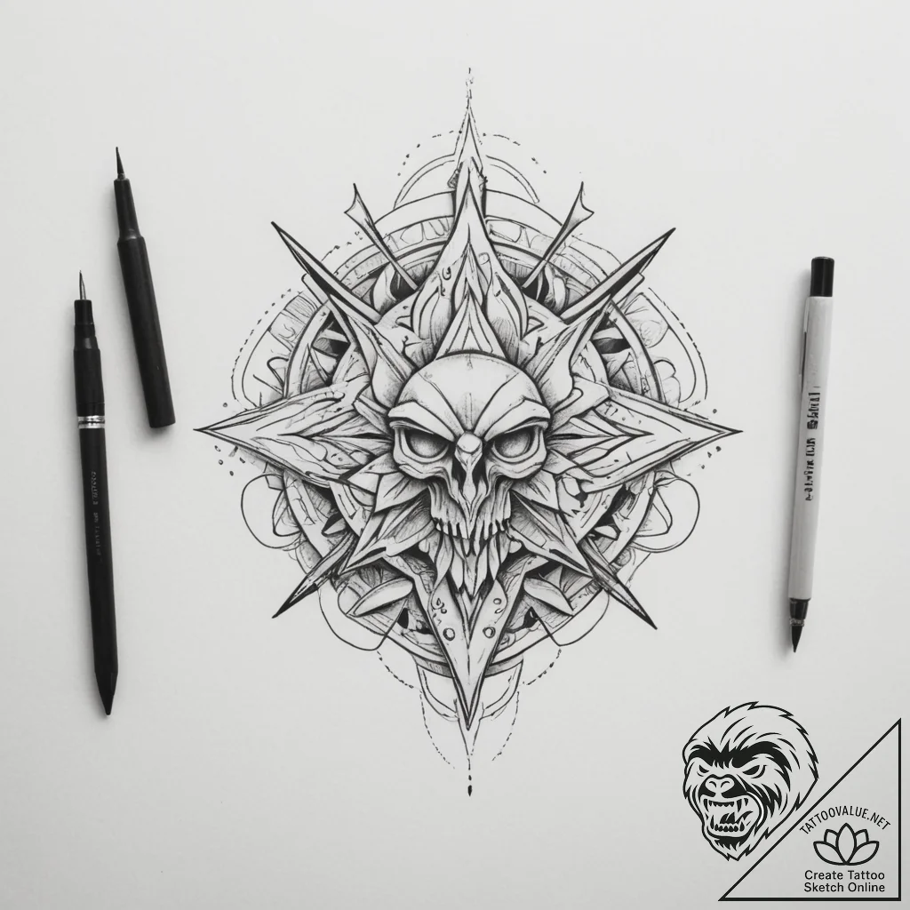 р“сђсѓрїрїр° 15: symbolic objects & tools (рў... - tattoo sketch (№1754691763_0, 08.08.2025 22:22) — tattoovalue.net