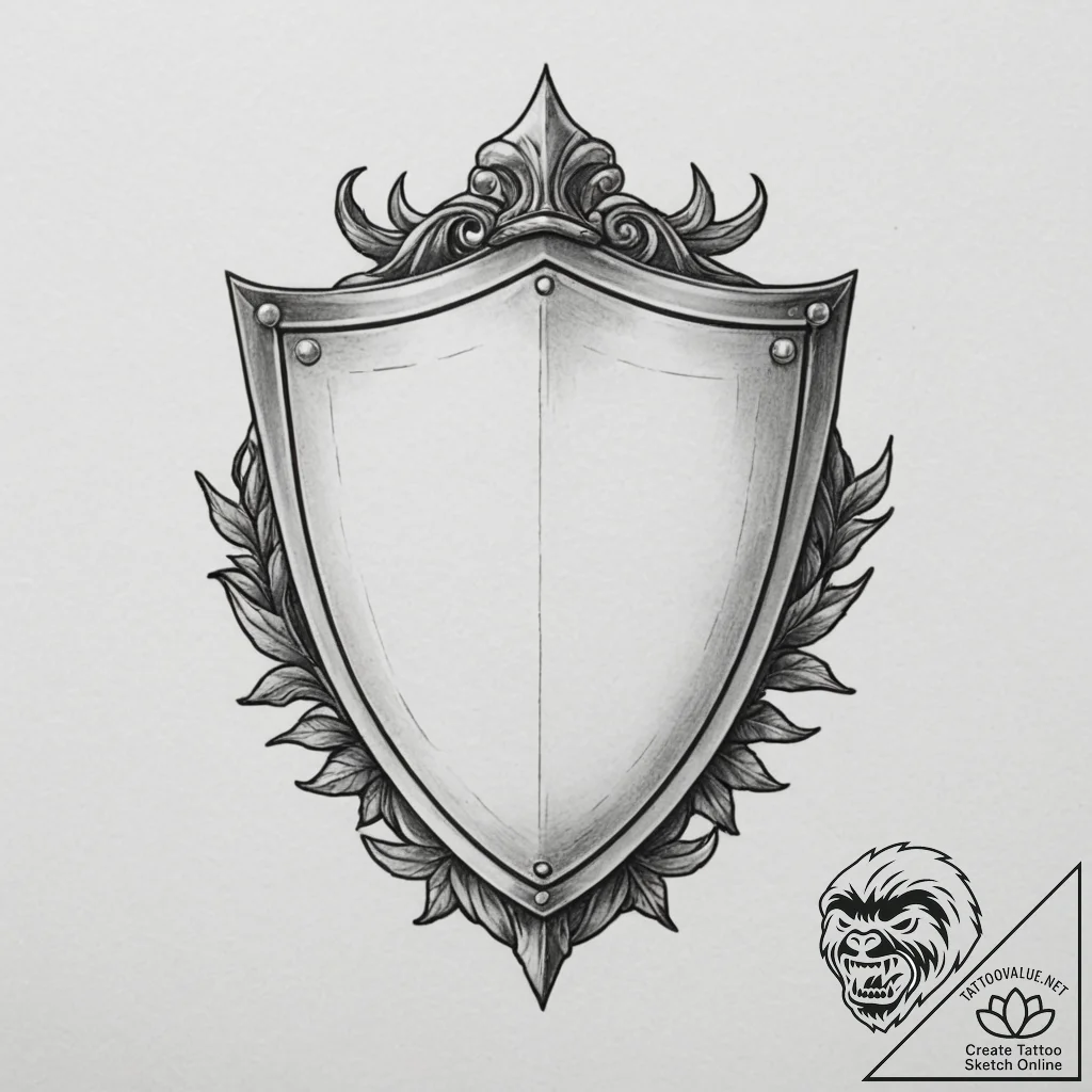 Shield, concept art for tattoo, soft whip sha... - tattoo sketch (№1754692360_0, 08.08.2025 22:32) — tattoovalue.net