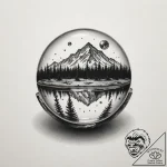 Tattoo design a crystal ball reflecting a mys… – tattoo sketch (№1754692571_0, 08.08.2025 22:36) — tattoovalue.net