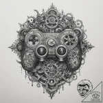 Tattoo design a game controller made of intri… – tattoo sketch (№1754693383_0, 08.08.2025 22:49) — tattoovalue.net