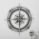 Tattoo design a compass pointing “home” with… – tattoo sketch (№1754694372_0, 08.08.2025 23:06) — tattoovalue.net