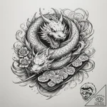 A spread of sushi and sashimi arranged artful… – tattoo sketch (№1754694570_0, 08.08.2025 23:09) — tattoovalue.net