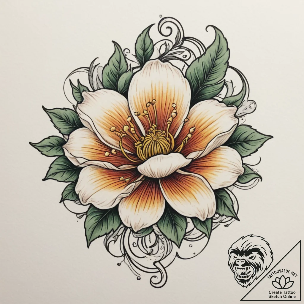 Tattoo design a flower where the stem is a pi... - tattoo sketch (№1754696752_0, 08.08.2025 23:45) — tattoovalue.net