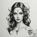Morgan le fay, concept art for tattoo, on a c… – tattoo sketch (№1754696951_0, 08.08.2025 23:49) — tattoovalue.net