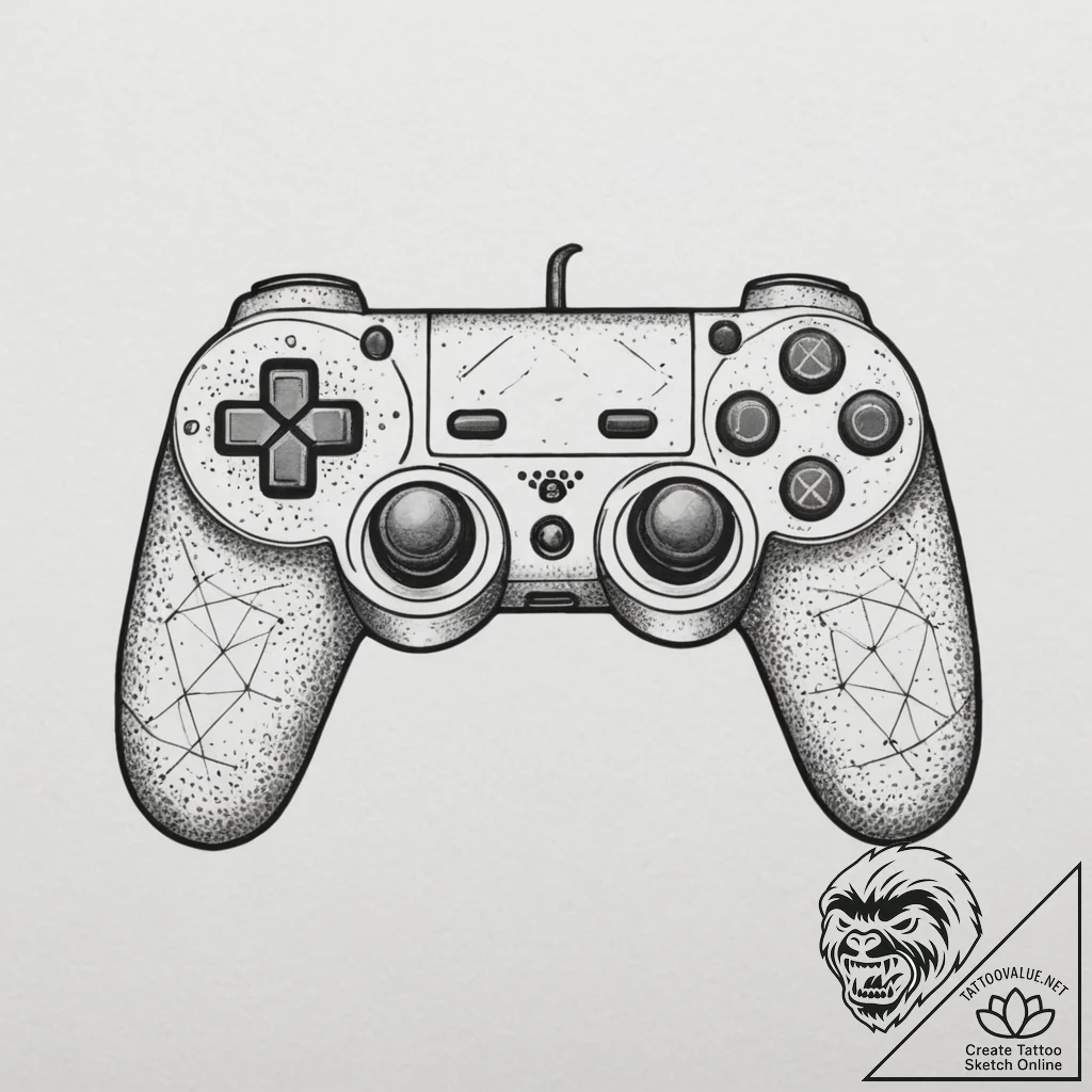 Tattoo sketch a detailed retro console contro... - tattoo sketch (№1754697347_0, 08.08.2025 23:55) — tattoovalue.net