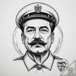 Stalin, ink illustration for tattoo, on a cle… – tattoo sketch (№1754697748_0, 09.08.2025 00:02) — tattoovalue.net