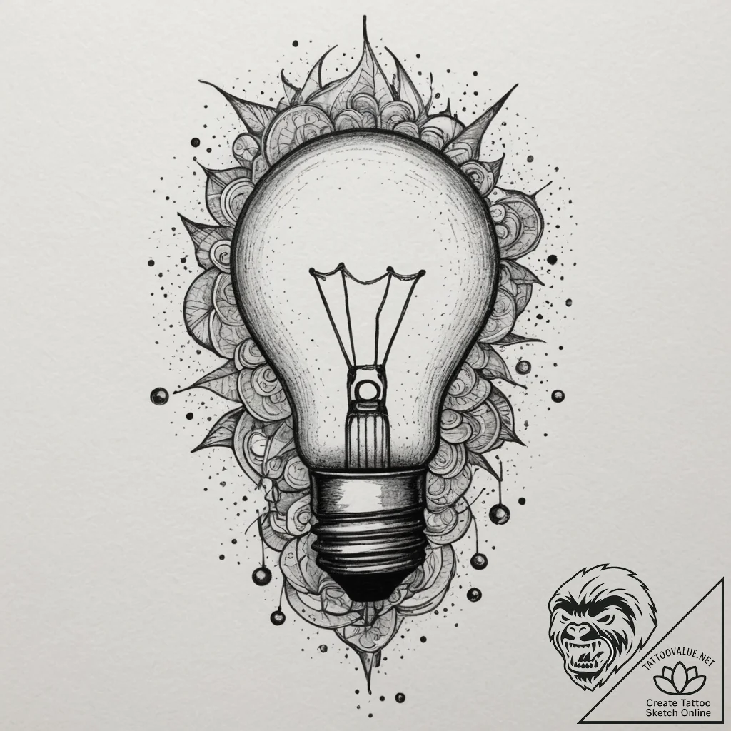 Tattoo sketch a lightbulb on one, a 'light sw... - tattoo sketch (№1754697944_0, 09.08.2025 00:05) — tattoovalue.net