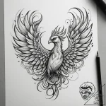 Phoenix, tattoo flash sheet design, on a clea… – tattoo sketch (№1754698142_0, 09.08.2025 00:09) — tattoovalue.net