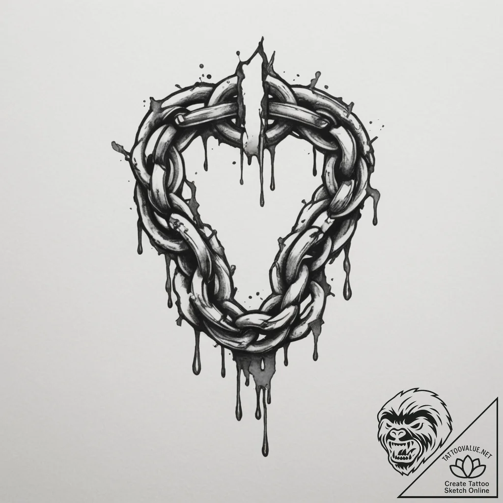 A broken chain, ink illustration for tattoo,... - tattoo sketch (№1754698339_0, 09.08.2025 00:12) — tattoovalue.net