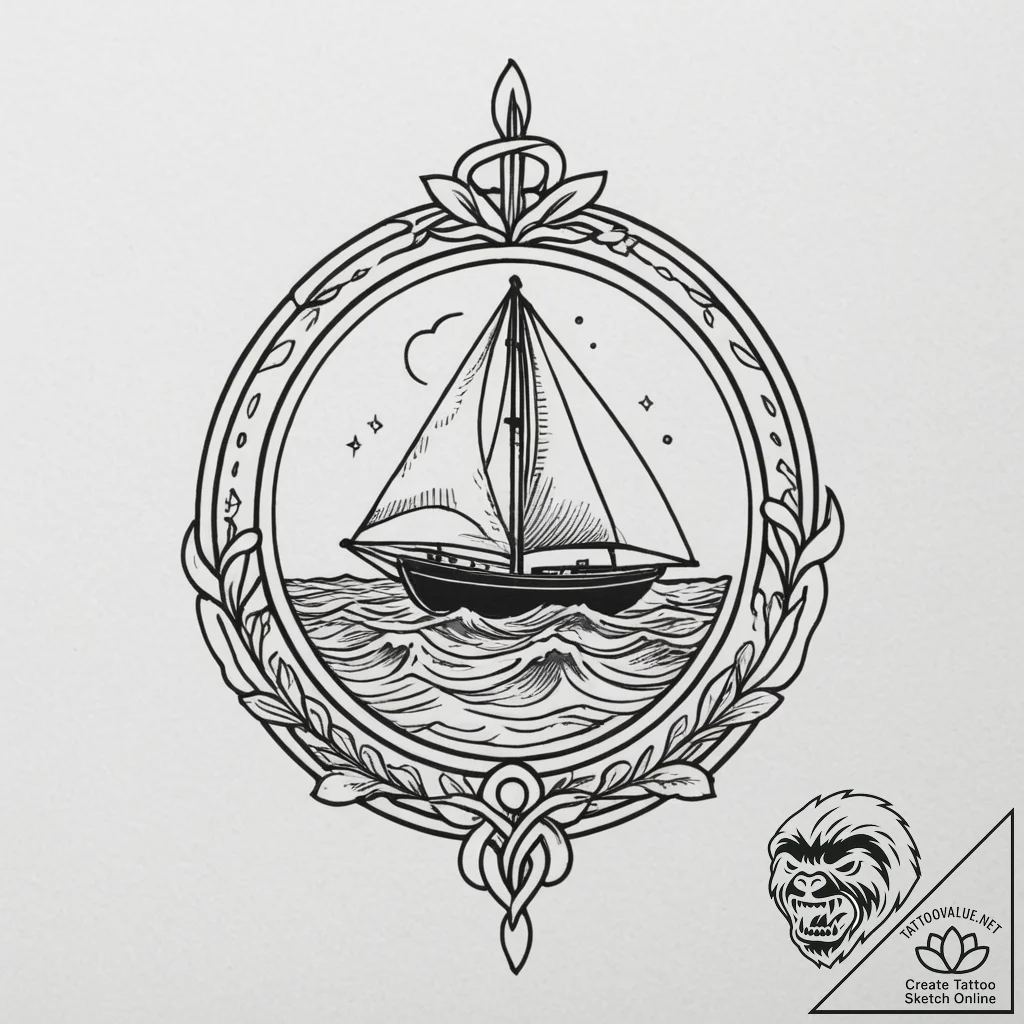 A minimalist wave symbol, tattoo drawing outl... - tattoo sketch (№1754698735_0, 09.08.2025 00:18) — tattoovalue.net