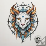 Tattoo sketch a zodiac glyph composed of shat… – tattoo sketch (№1754699131_0, 09.08.2025 00:25) — tattoovalue.net