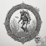 A diver discovering an old shipwreck overgrow… – tattoo sketch (№1754699328_0, 09.08.2025 00:28) — tattoovalue.net