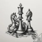 Chess piece (e.g., a knight defeating a pawn)… – tattoo sketch (№1754699922_0, 09.08.2025 00:38) — tattoovalue.net