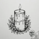 Candle, tattoo line art, bold outlines, thick… – tattoo sketch (№1754700119_0, 09.08.2025 00:41) — tattoovalue.net
