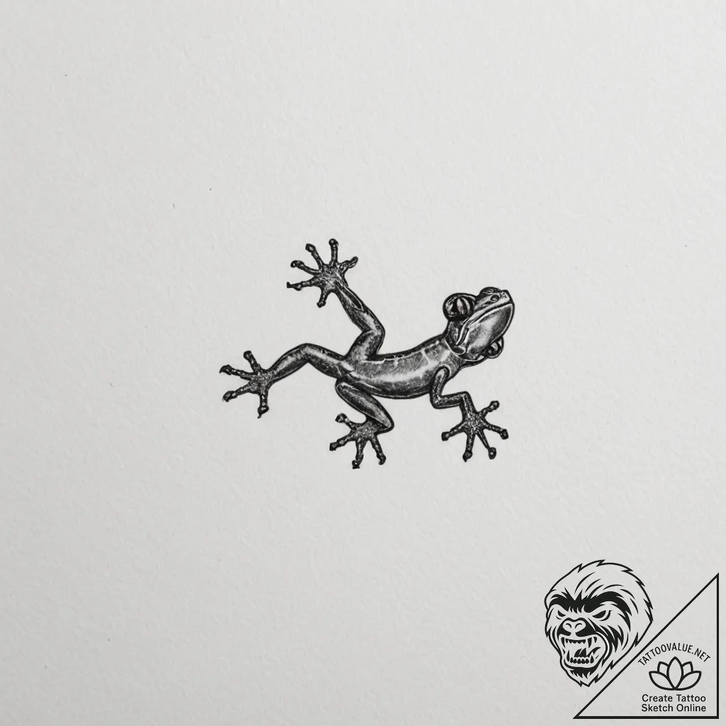 A close-up of a gecko's foot on a glass surfa... - tattoo sketch (№1754700315_0, 09.08.2025 00:45) — tattoovalue.net