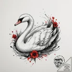 Swan, concept art for tattoo, on a clean whit… – tattoo sketch (№1754700512_0, 09.08.2025 00:48) — tattoovalue.net