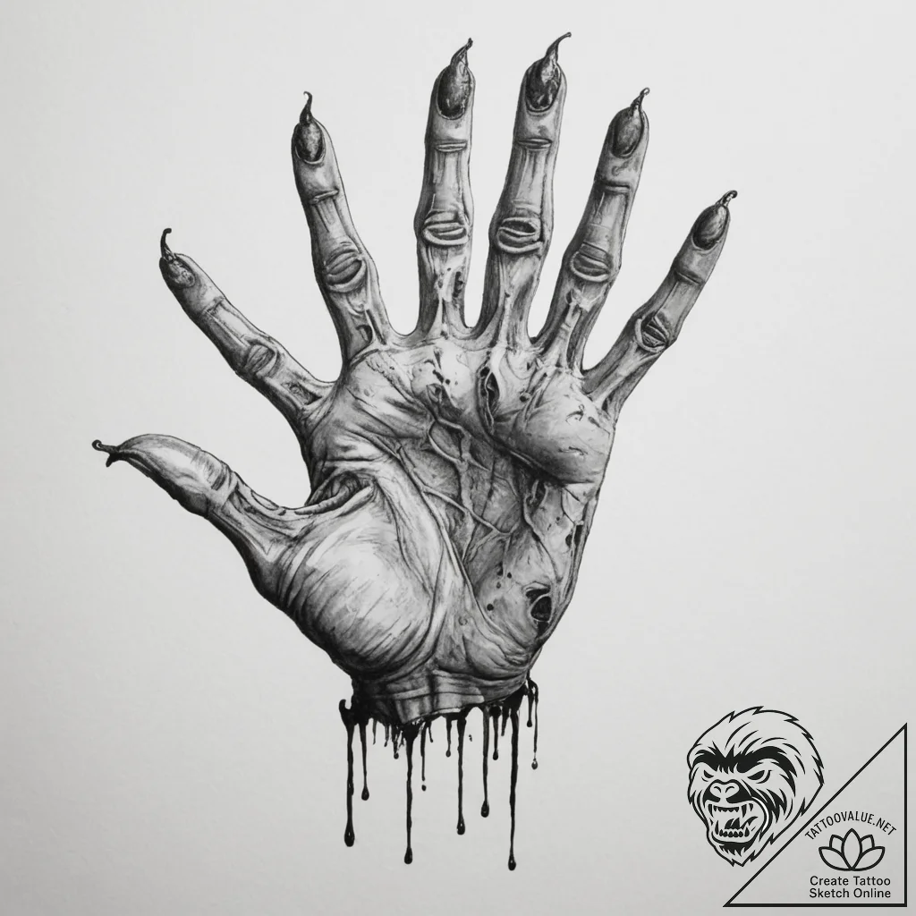 Tattoo design a zombie's decaying hand reachi... - tattoo sketch (№1754701108_0, 09.08.2025 00:58) — tattoovalue.net