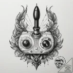 Tattoo design a retro joystick with wires for… – tattoo sketch (№1754701504_0, 09.08.2025 01:05) — tattoovalue.net
