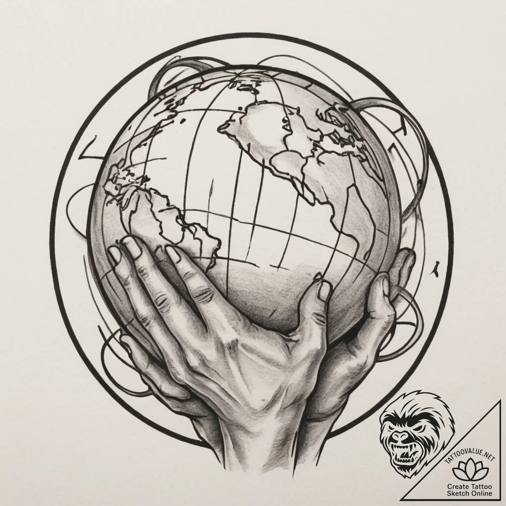 Atlas holding the globe, tattoo flash sheet d... - tattoo sketch (№1754702097_0, 09.08.2025 01:14) — tattoovalue.net