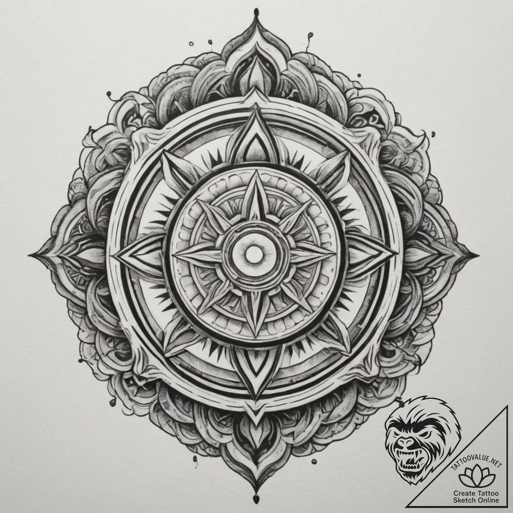 Tattoo sketch a stylized energy shield rippli... - tattoo sketch (№1754703281_0, 09.08.2025 01:34) — tattoovalue.net