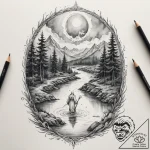 Tattoo design: a mystical scene of veles guid… – tattoo sketch (№1754703478_0, 09.08.2025 01:37) — tattoovalue.net