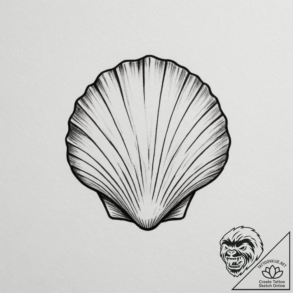 Tattoo design a minimalist seashell, represen... - tattoo sketch (№1754703675_0, 09.08.2025 01:41) — tattoovalue.net