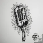 A close-up of a microphone in a recording stu… – tattoo sketch (№1754704070_0, 09.08.2025 01:47) — tattoovalue.net