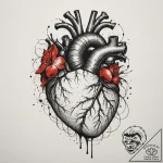 Tattoo design a human heart, anatomically cor… – tattoo sketch (№1754704268_0, 09.08.2025 01:51) — tattoovalue.net