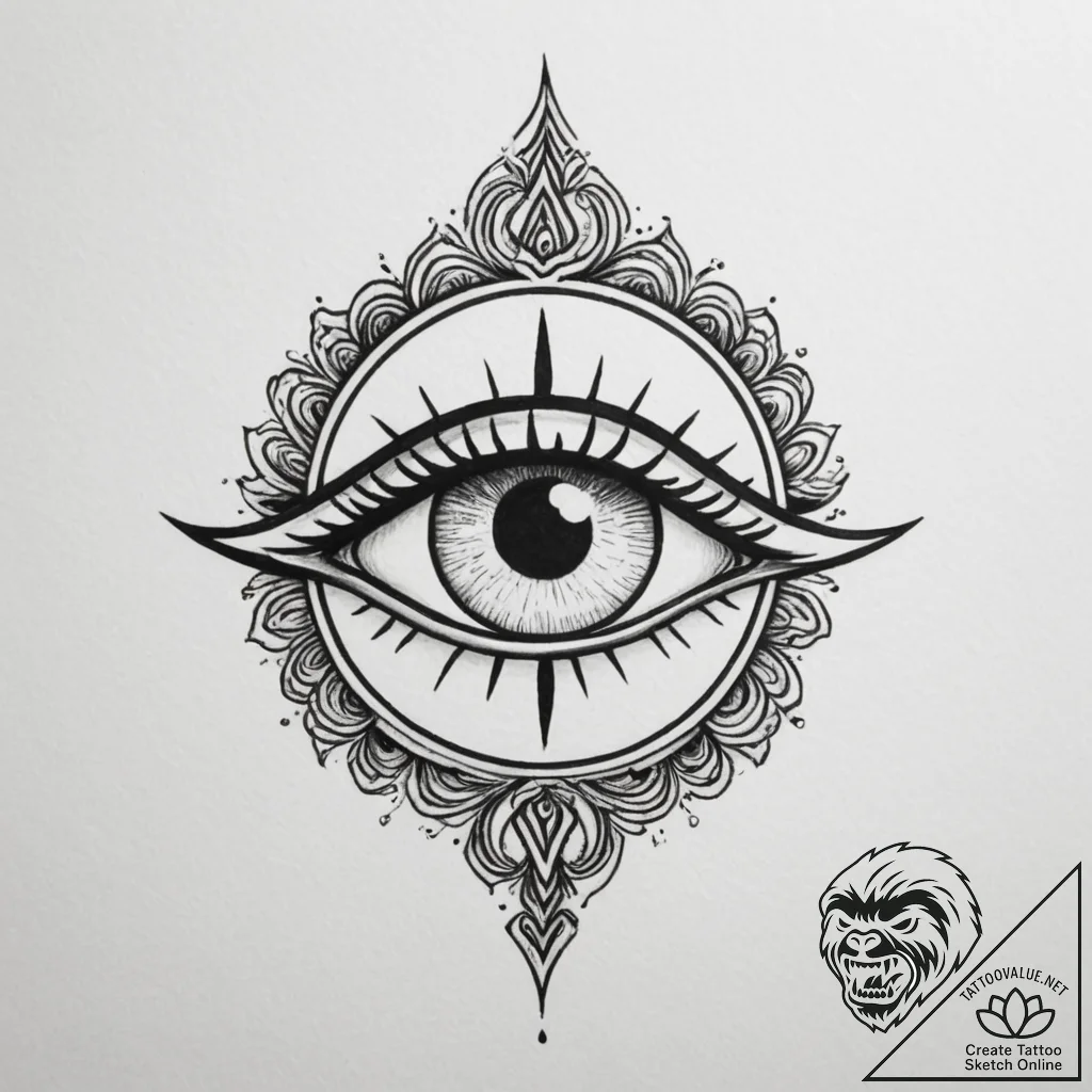 Tattoo sketch a protective eye symbol (e.g.,... - tattoo sketch (№1754704465_0, 09.08.2025 01:54) — tattoovalue.net