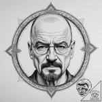 Walter white’s face from breaking bad, tattoo… – tattoo sketch (№1754704662_0, 09.08.2025 01:57) — tattoovalue.net
