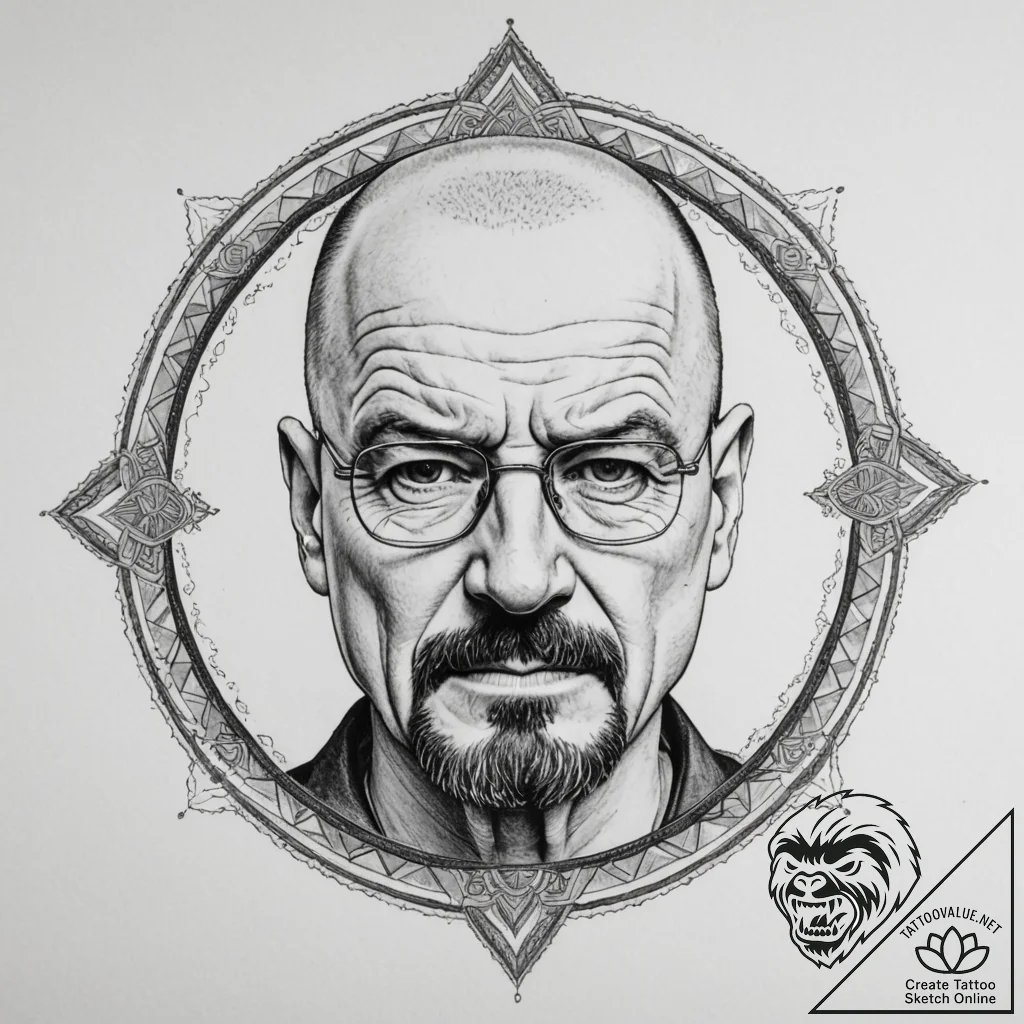 Walter white's face from breaking bad, tattoo... - tattoo sketch (№1754704662_0, 09.08.2025 01:57) — tattoovalue.net