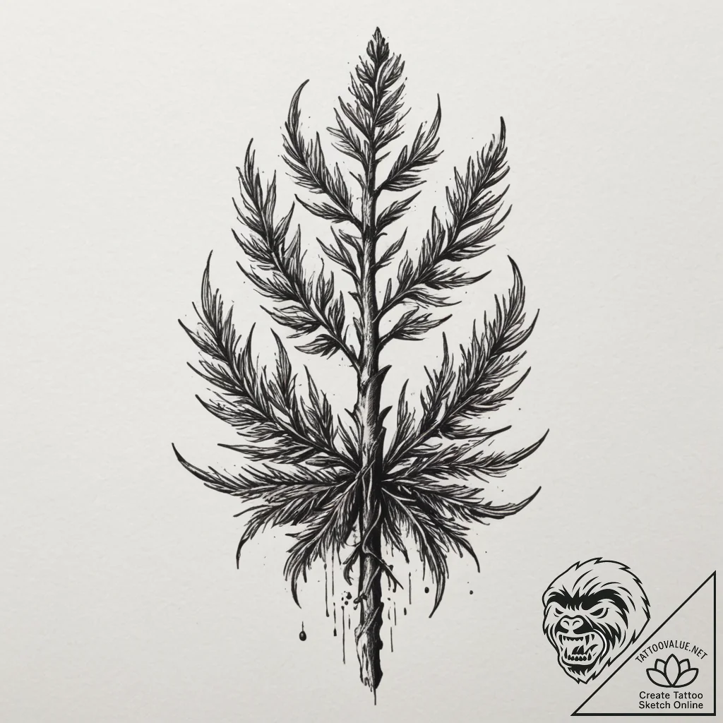 Tattoo sketch a strong, unyielding redwood se... - tattoo sketch (№1754704860_0, 09.08.2025 02:01) — tattoovalue.net