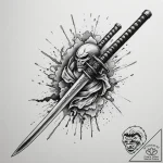 Tattoo design a samurai sword with a digital… – tattoo sketch (№1754706051_0, 09.08.2025 02:20) — tattoovalue.net