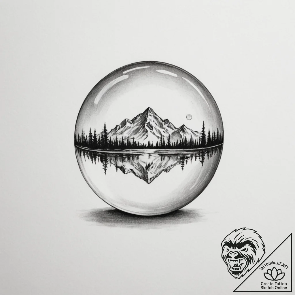 Crystal ball showing a vision - tattoo sketch (№1754706249_0, 09.08.2025 02:24) — tattoovalue.net