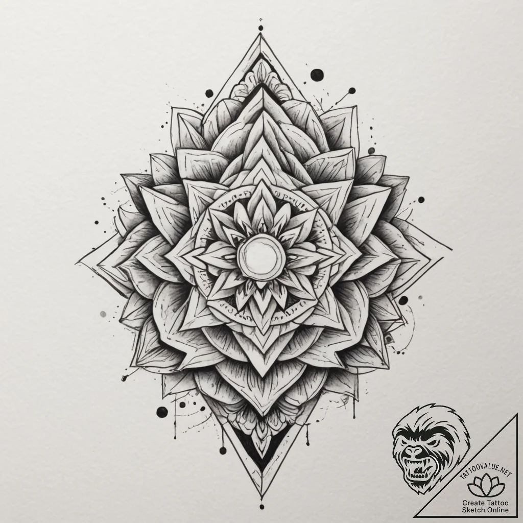 Tattoo sketch a geometric design that complet... - tattoo sketch (№1754708026_0, 09.08.2025 02:53) — tattoovalue.net