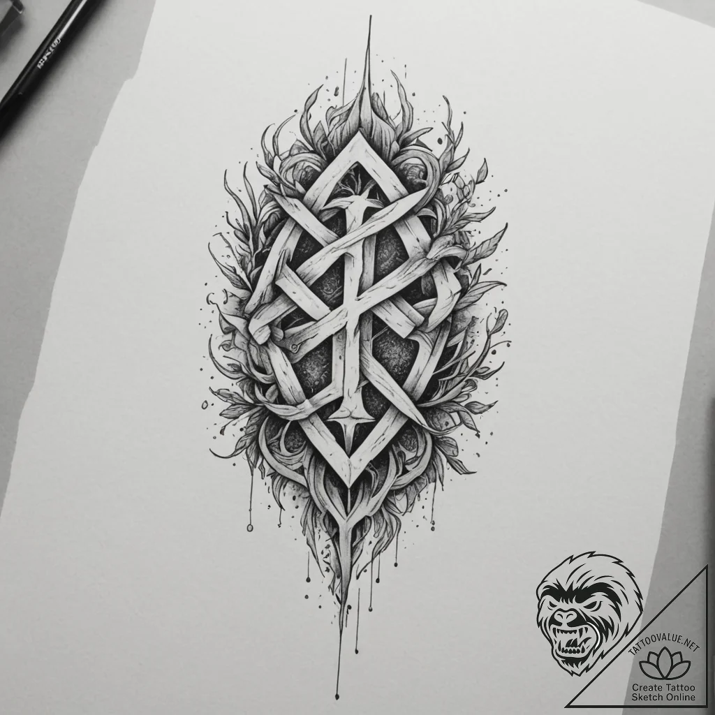 101. tattoo sketch: the rune "opora," appeari... - tattoo sketch (№1754709013_0, 09.08.2025 03:10) — tattoovalue.net