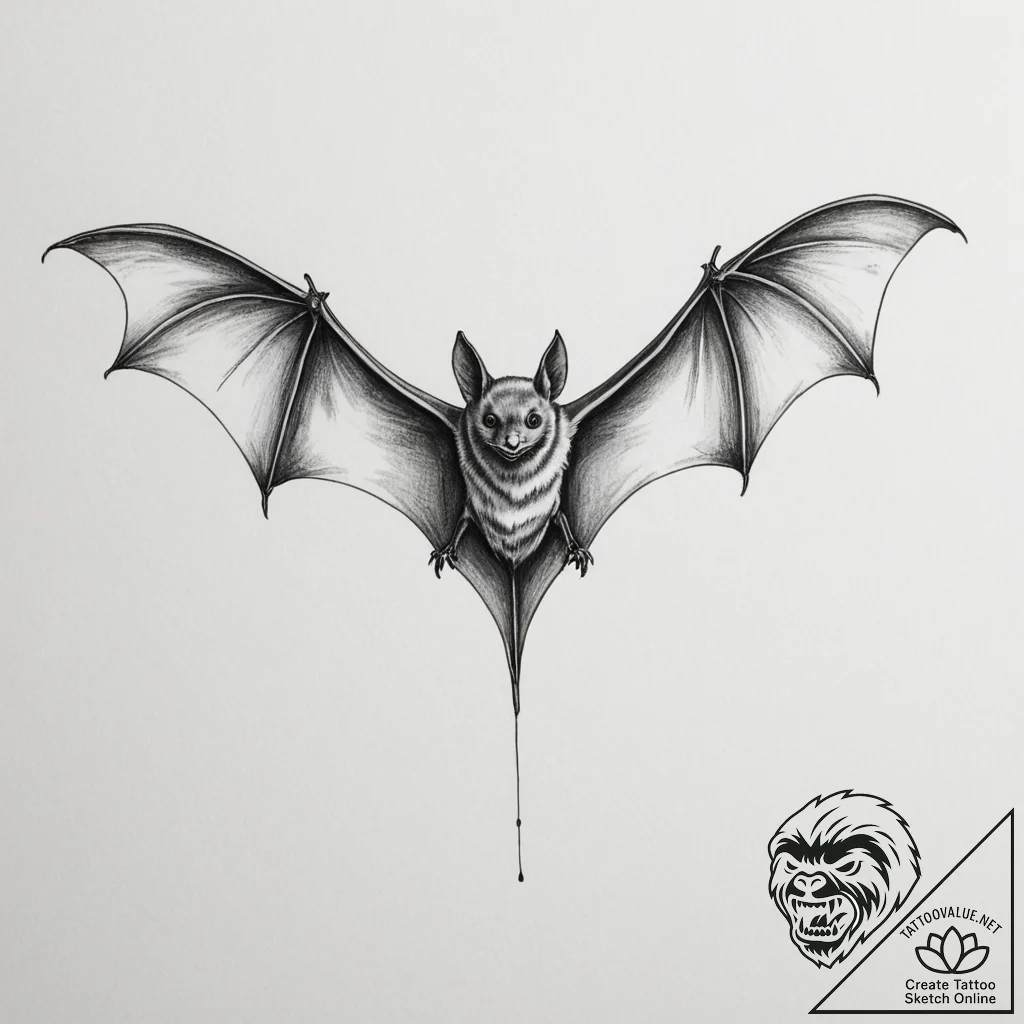 Bat - tattoo sketch (№1754709406_0, 09.08.2025 03:16) — tattoovalue.net