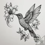 Tattoo design a small, elegant hummingbird ho… – tattoo sketch (№1754710987_0, 09.08.2025 03:43) — tattoovalue.net