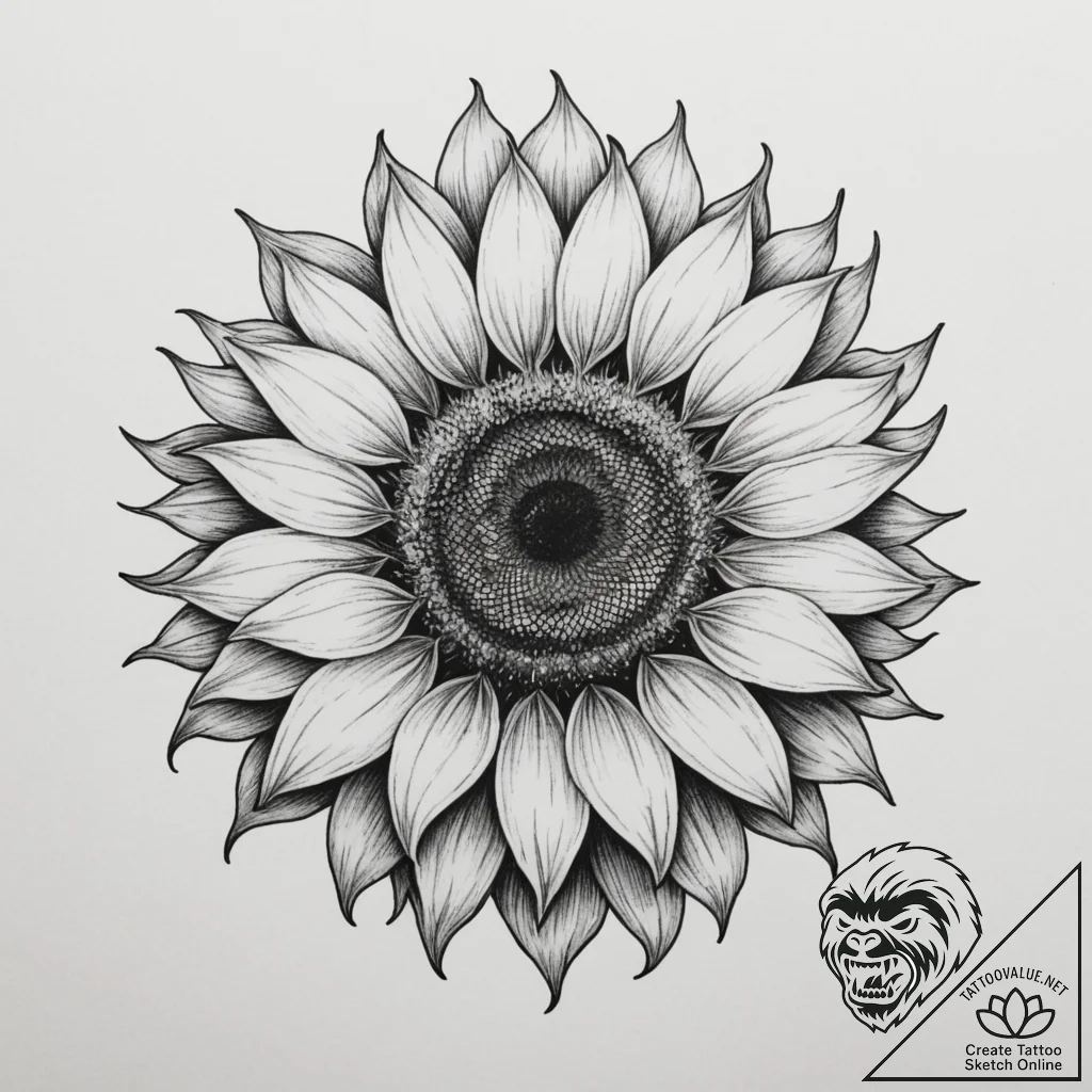 Tattoo sketch a sunflower with an eye at its... - tattoo sketch (№1754711580_0, 09.08.2025 03:53) — tattoovalue.net