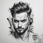 Tattoo design a “game face” portrait of an in… – tattoo sketch (№1754711975_0, 09.08.2025 03:59) — tattoovalue.net
