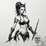 Tattoo sketch a warrior woman’s silhouette, e… – tattoo sketch (№1754712172_0, 09.08.2025 04:02) — tattoovalue.net