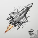 Tattoo design a retro spaceship shooting pixe… – tattoo sketch (№1754713156_0, 09.08.2025 04:19) — tattoovalue.net