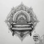A close-up of the keys of a vintage, well-use… – tattoo sketch (№1754713550_0, 09.08.2025 04:25) — tattoovalue.net