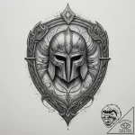 Tattoo design a spartan shield with subtle cr… – tattoo sketch (№1754713748_0, 09.08.2025 04:29) — tattoovalue.net