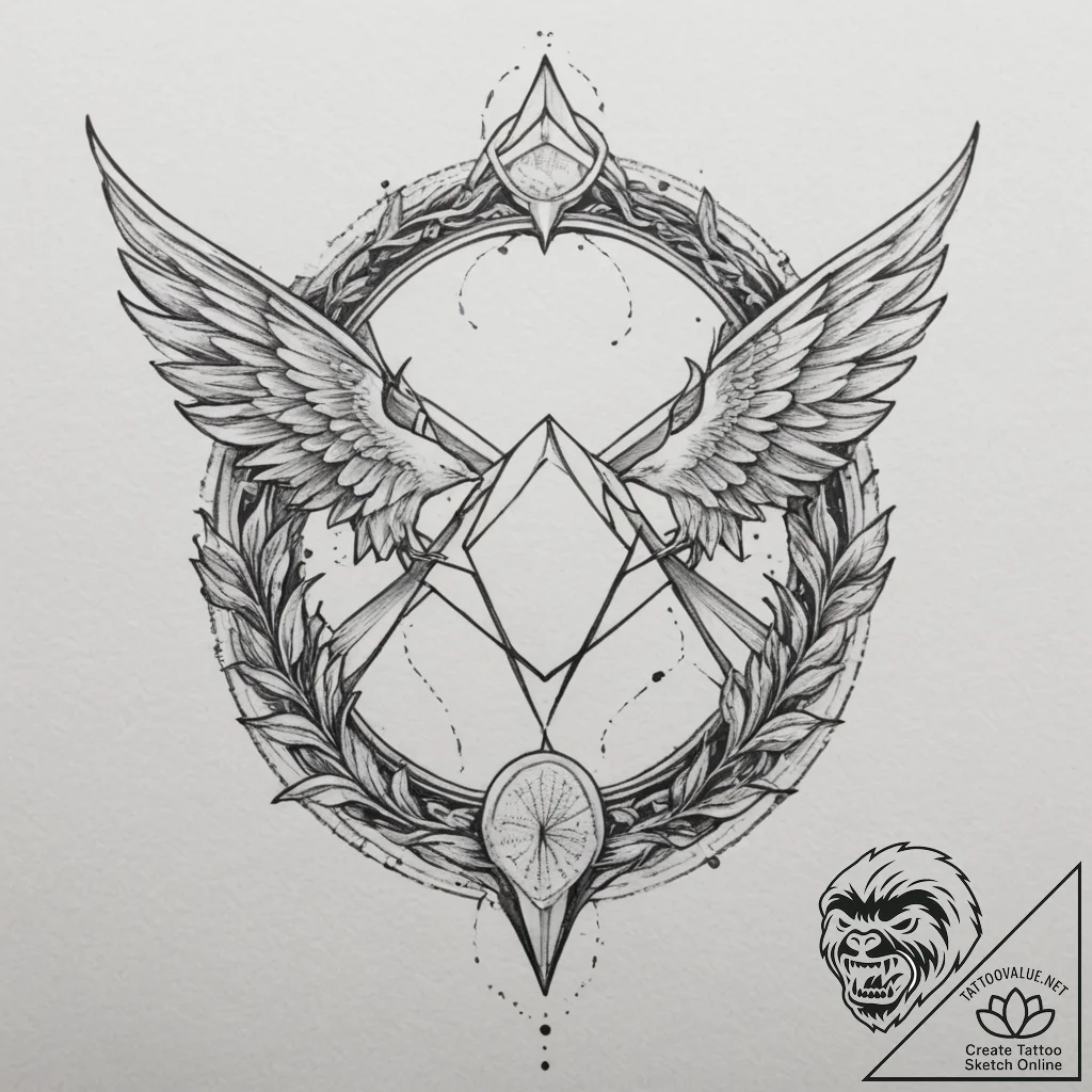 Tattoo sketch gemini's twin glyphs intertwine... - tattoo sketch (№1754714733_0, 09.08.2025 04:45) — tattoovalue.net