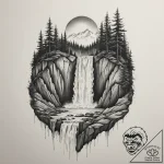 Tattoo design a powerful waterfall, constant… – tattoo sketch (№1754714930_0, 09.08.2025 04:48) — tattoovalue.net