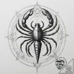 Tattoo design a scorpio scorpion, with pluto’… – tattoo sketch (№1754715129_0, 09.08.2025 04:52) — tattoovalue.net