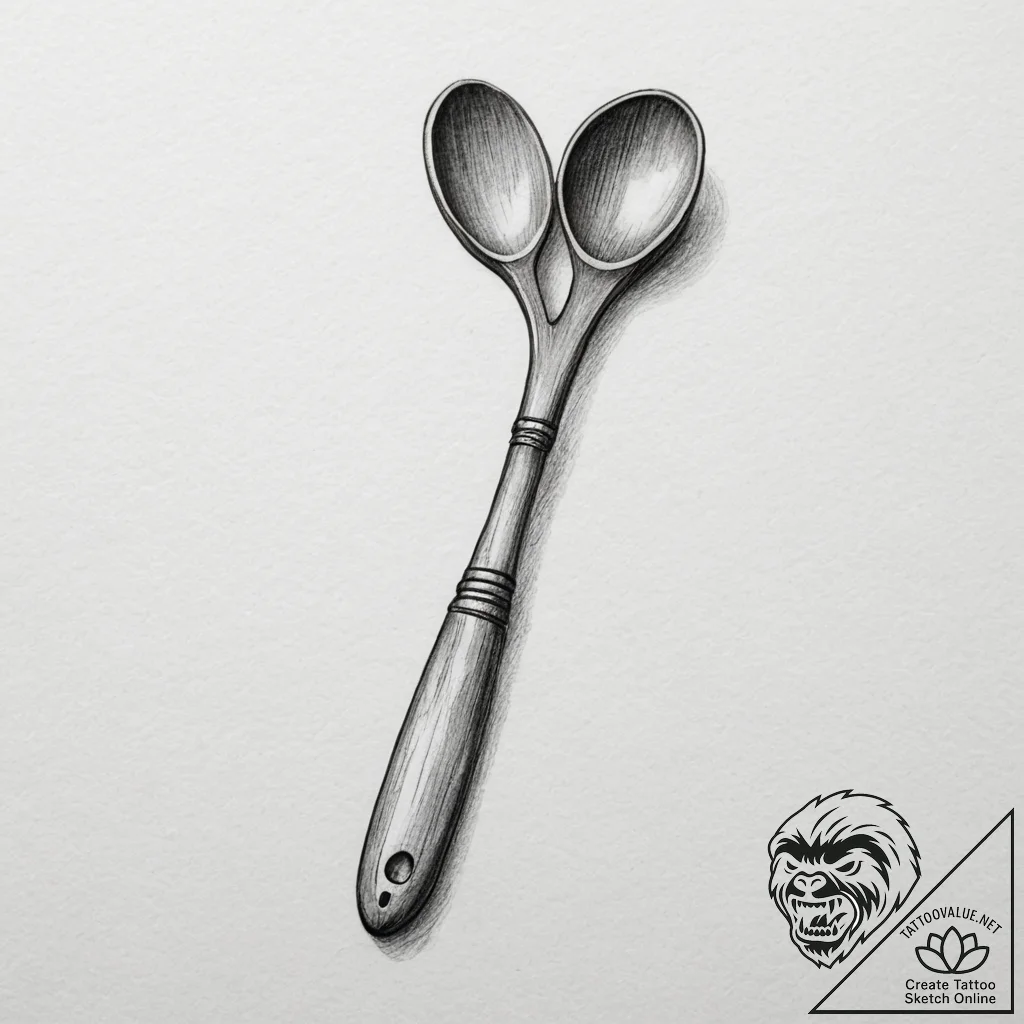 Tattoo sketch a small, rustic wooden spoon or... - tattoo sketch (№1754715721_0, 09.08.2025 05:02) — tattoovalue.net